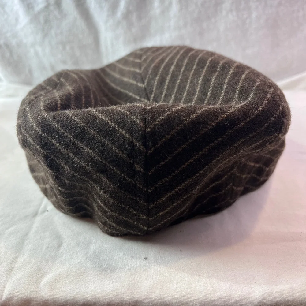 Christys Crown Series Brown Pinstripe Wool Blend Newsboy Cap Hat S/M 55cm